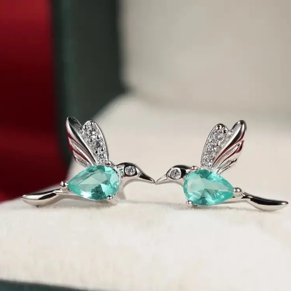 Jewelry | Rhinestone Green Hummingbird Earrings | Poshmark